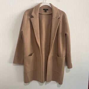 J.Crew Womens Oversized Open Front Sweater Blazer XS Tan Merino Wool Preppy Work